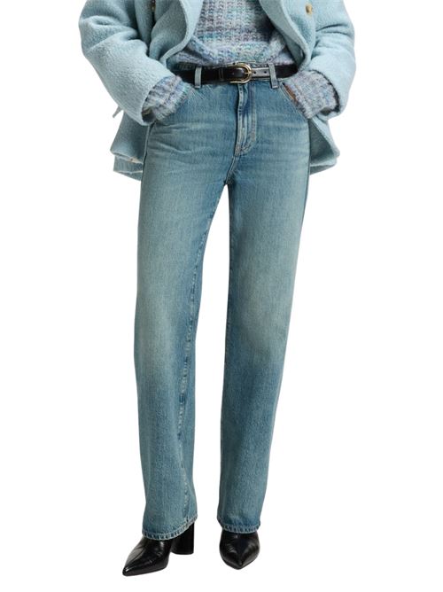 Jeans a gamba dritta in denim rigido con sfumatura smeraldo Boss Orange | 50548437320